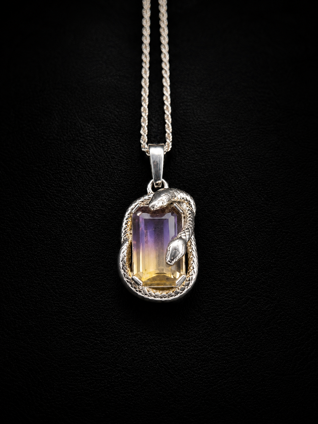 Serpent Duality Pendant — Natural Ametrine in 925 Sterling Silver — House of Yusei